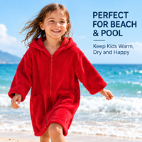 Peignoir à capuche zippé pour enfants en velours de coton, idéal pour la plage et la piscine, fabrication OEM sous marque privée