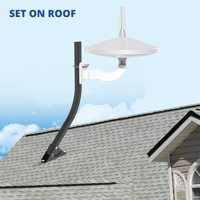 JH-Mech Lightweight Wall Mount Antenna Adjustable Angle Easy to Install Satellite Dish TV Black Steel Antenna TV Pole
