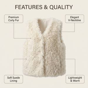 Gilet en fausse <span class=keywords><strong>fourrure</strong></span> de mouton écologique pour femmes, ultra-doux, en sherpa thermique, polyvalent pour superposer en hiver - Product Image 2