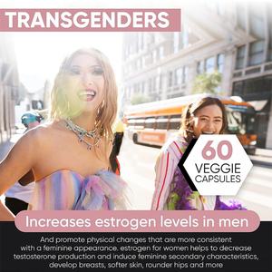 Pilules d'augmentation mammaire et supplément d'œstrogène pour femmes, hommes et personnes transgenres, 60 capsules avec soutien pour une poitrine plus volumineuse - Product Image 3