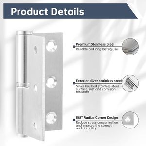 Charnière de porte pivotante en acier inoxydable pour bâtiment, à levage par le haut, à droite, en forme de L, arrondie, fabriquée en Chine - Product Image 5