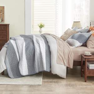 Juego de edredón de verano a bajo precio a rayas grises, <span class=keywords><strong>colchas</strong></span> de estilo Simple para hombres, colcha de dormitorio de poliéster de alta calidad - Product Image 4