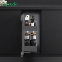 Kangyale organisateur d'armoire de cuisine fond étagère de rangement coulissante bouteille tiroir panier