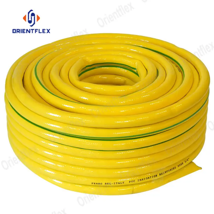 50M Long Non Tangle Triple-Layer Yellow 5/8 PVC Fiber Braided Water Garden Hose With Red Line