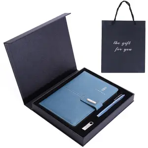 Juego de regalo de cuaderno de lujo de negocios con logotipo personalizado juego de regalo corporativo diario de cuaderno promocional con bolígrafo y caja y juego de regalo USB