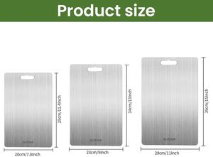 Planche à découper rectangulaire en acier inoxydable de qualité alimentaire, écologique, compatible lave-vaisselle, épaisseur 1,5 cm, pour la découpe de viande et de légumes - Product Image 2