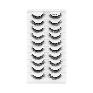 फ्फी झूठी पलकों के प्राकृतिक विस्पी 3 डी मिंक प्रभाव पलक 10-12 मिमी हल्के फ्लूफी मिनट - Product Image 5