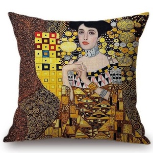 Housse <span class=keywords><strong>de</strong></span> coussin avec peinture du <span class=keywords><strong>baiser</strong></span> <span class=keywords><strong>de</strong></span> <span class=keywords><strong>Gustav</strong></span> <span class=keywords><strong>Klimt</strong></span>, motif doré vintage, taie d'oreiller décorative, peinture à l'huile <span class=keywords><strong>de</strong></span> Van Gogh, taie d'oreiller carrée - Product Image 4