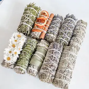 4 Inch Organic California Sage Stick Cleansing Bundle Natural Flower White Sage Smudging Wands Blue Sage Home Cleansing Blessing
