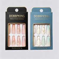 Cajas de Empaque para Uñas Postizas, Logotipo Personalizado, Papel Kraft, Cartón, Caja Ecológica con Cierre Inverso para Uñas Postizas, Juego de 24 Uñas