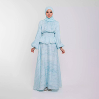 Vêtements musulmans pour femmes Ramadan EID Ensemble de robes hijab 3 pièces Top plissé soyeux organique modeste et jupe à couverture complète