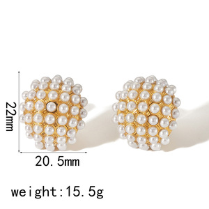 ต่างหูมุกเกรด AAA ชุบทองทรงกลม ประดับขอบ ใส่ได้ทุกวัน - Product Image 4