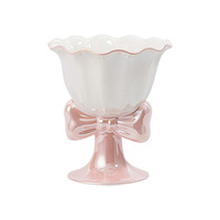 Mug en céramique en forme de cravate papillon, tasse à dessert élégante avec pied, couleur unie, résistant aux hautes températures, cadeau pour filles