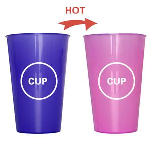 16 Ounce Color-Changing Plastic Hot Drink <b>Reusable</b> <b>Cup</b> Stackable Stadium <b>Cups</b> for Coffee Juice Dishwasher Safe - Product Image 2