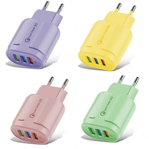 Macaron Colorful USB Charger 3USB <b>Charging</b> Head 5V2A Charger 3 Port Eu US Color <b>Adapter</b> - Product Image 1