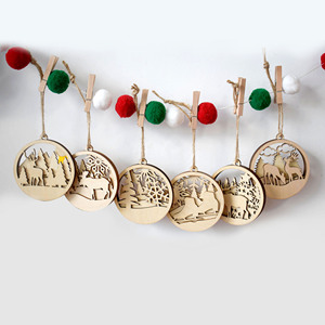 Échantillons Gratuits Pendentifs en Bois 3D de Noël Décoration de Noël pour la Maison Flocon de Neige Cerf Décoration d'Arbre de Noël Pendentif en Bois - Product Image 1