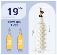 Bouteille Distributrice d'Huile d'Olive en Céramique pour Cuisine avec Bec Verseur à Gravité, Cruche à Huile Opaque de 19 oz avec Entonnoir, Vinaigre