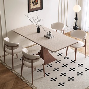 Đồ Nội Thất Bắc Âu Gia Đình Căn Hộ Nhỏ Hiện Đại Rắn Gỗ Thân Thiện Với Môi Hình Chữ Nhật Bàn Ăn Và Ghế Đặt - Product Image 4