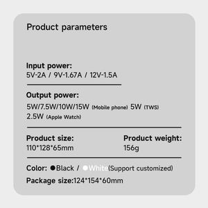 Directo de fábrica Sin intermediario Desmontable 15W Cargador rápido inalámbrico CE FCC RoHS Qi 3 en 1 Cargador inalámbrico plegable - Product Image 4