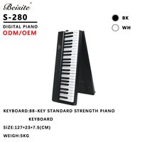 Piano numérique portable Beisite S-280 et orgue électrique, clavier MIDI 88 touches avec planche sonore en bois massif, étui léger et compact