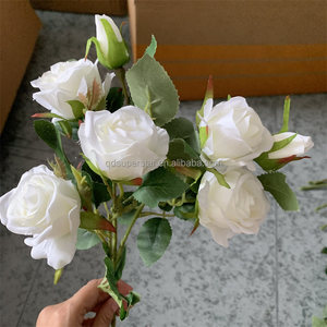 E-372 all'ingrosso rosa artificiale 7 teste di fiori di rosa inglese alla rinfusa fiori di seta fiori di rosa nuziale tessuto rosa rosa bianca - Product Image 2