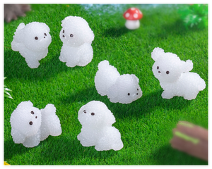 Statue lumineuse fluorescente de dessin animé mignon poussant dans le noir animaux résine matériel figurines miniatures chien décoration d'aquarium - Product Image 3