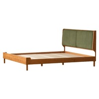 Lit rembourré en bois massif, style japonais nordique, lit double minimaliste pour chambre principale