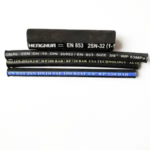 5000 Psi 3/4 "Sae 100 R2 13 Bar 3 인치 7 인치 직경 블랙 합성 유압 고무 파이프 워터 호스