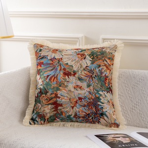 Estilo americano Retro Fronha Jacquard Borlas Floral Sofá Jogue Fronha Casa Decorativa Capa de Almofada Do Carro VP-TY1029 - Product Image 3