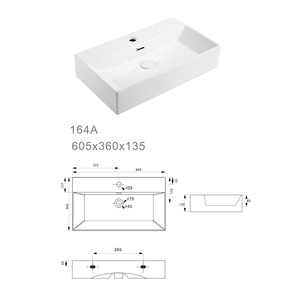 Lavabo Rectangular de Diseño Minimalista, Lavabo de Cerámica con Acabado Blanco Brillante para Hotel, Lavabo de Encimera con un Solo Orificio - Product Image 3