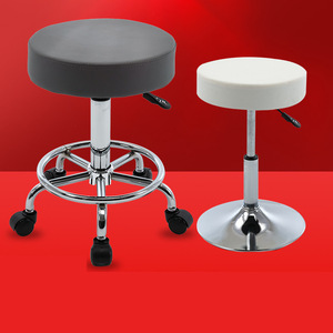 Tabouret de bar pivotant réglable avec roulettes pour salon de coiffure, maquillage, artiste, disponible en noir, blanc, gris - Product Image 1