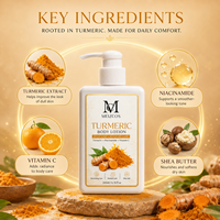Lotion corporelle au curcuma 200 ml, marque privée OEM ODM, enrichie en vitamine C, niacinamide et beurre de karité, hydratante et unifiante pour le teint