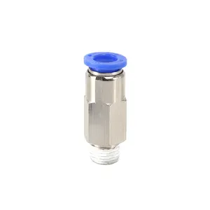 SNS KCC Series brass plated pneumatic straight male threaded one-touch air stop fitting