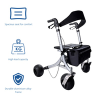 Déambulateur pliant Relaxsmith avec siège, léger, durable, en aluminium, certifié CE, rouge, pour les jeux de plein air, aide à la mobilité pour les personnes âgées