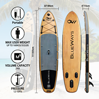 Planche de paddle gonflable à effet bois, SUP tout usage avec accessoires complets, homologuée CE, directement de l'usine