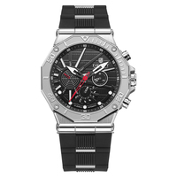 Montre mécanique automatique pour homme DK&YT, étanche 10 ATM, boîtier en acier inoxydable, bracelet en silicone, cadran avec chiffres arabes, aiguilles lumineuses