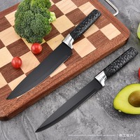 Ensemble de couteaux de cuisine en acier inoxydable, avancé, ambidextre, tranchant, 6 pièces, manche à motif diamanté ciel étoilé, lames de 6 à 7,9 pouces
