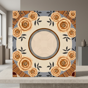 Yellow Gold Bookmatch 16x16 Inch Glossy Ceramic Floor Tiles Firebrick Porcelain Wear Resistant Interior - Product Image 3