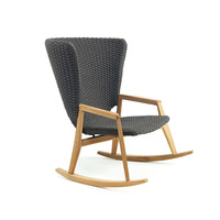 Chaises de loisirs d'extérieur de style moderne, ensembles de salon de jardin, chaise à bascule de luxe à dossier haut en corde tressée avec base en teck