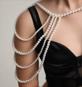 สร้อยคอไข่มุกโพลีเอสเตอร์ขายส่ง สร้อยคอประดับไหล่เจ้าสาว สร้อยคอลูกปัด เครื่องประดับงานปาร์ตี้ ผลิตตามแบบ ODM ผลิตในประเทศจีน - Product Image 3