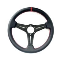 Volant de simulation de course en cuir microfibre, diamètre 330 mm, avec bande rouge et surpiqûres