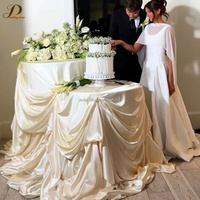 Nappe de table rectangulaire en satin blanc champagne de luxe sur mesure JINDA pour hôtel, dessert, mariage, banquet en plein air
