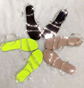 FS22-Sandalias deslizantes de cristal para mujer, zapatos a la moda, con diamantes transparentes - Product Image 1