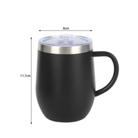 Nouvelle vente en gros usine : Mug de voyage 12oz pour café et boissons, avec poignée, logo OEM, impression 3D, motifs mignons, couleurs rose clair, noir, et gobelet à vin