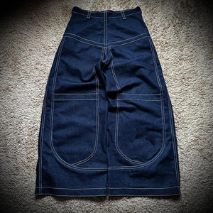 Bán buôn tùy chỉnh của nam giới thêu tương phản khâu cộng với kích thước quá khổ rộng chân rộng baggy denim Quần jeans quần - Product Image 4