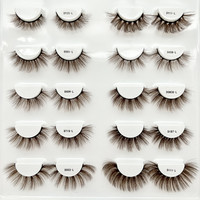 Vente en gros personnalisé 15mm brun 3D Faux vison pleine bande cils marque privée brun boîte de cils faux cils Cils marque privée