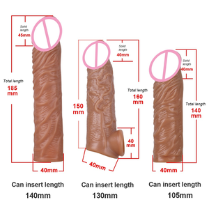 Venta caliente realista masturbación consolador manga reutilizable suave silicona <span class=keywords><strong>condones</strong></span> extendidos para hombres adultos juguetes sexuales - Product Image 3