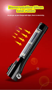 Linterna de martillo de seguridad para coche con energía solar Linterna de carga USB de lúmenes altos LED - Product Image 4