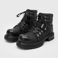 Bottes de travail pour hommes, style Martin, bout rond, semelle épaisse, lacets, style britannique, bottes décontractées