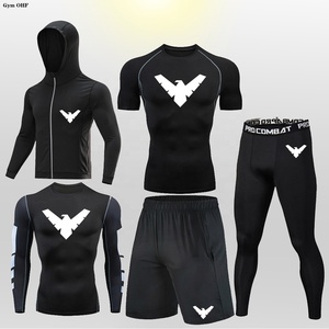 Pantalones ajustados de entrenamiento deportivo para estudiantes, pantalones ajustados de entrenamiento para correr, prueba de aptitud física de pista y campo para hombres, conjunto de cinco piezas - Product Image 2